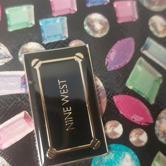 Nine West Black Multi Gemstone Patterned Medium Tote Bag w/ Matching Zip… - Picture 10 of 16